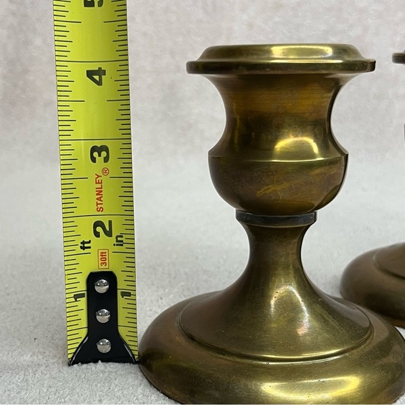 Vintage/Antique Hollow Form Brass Candlesticks Candle Holder Pair Set of 2 - Picture 7 of 9